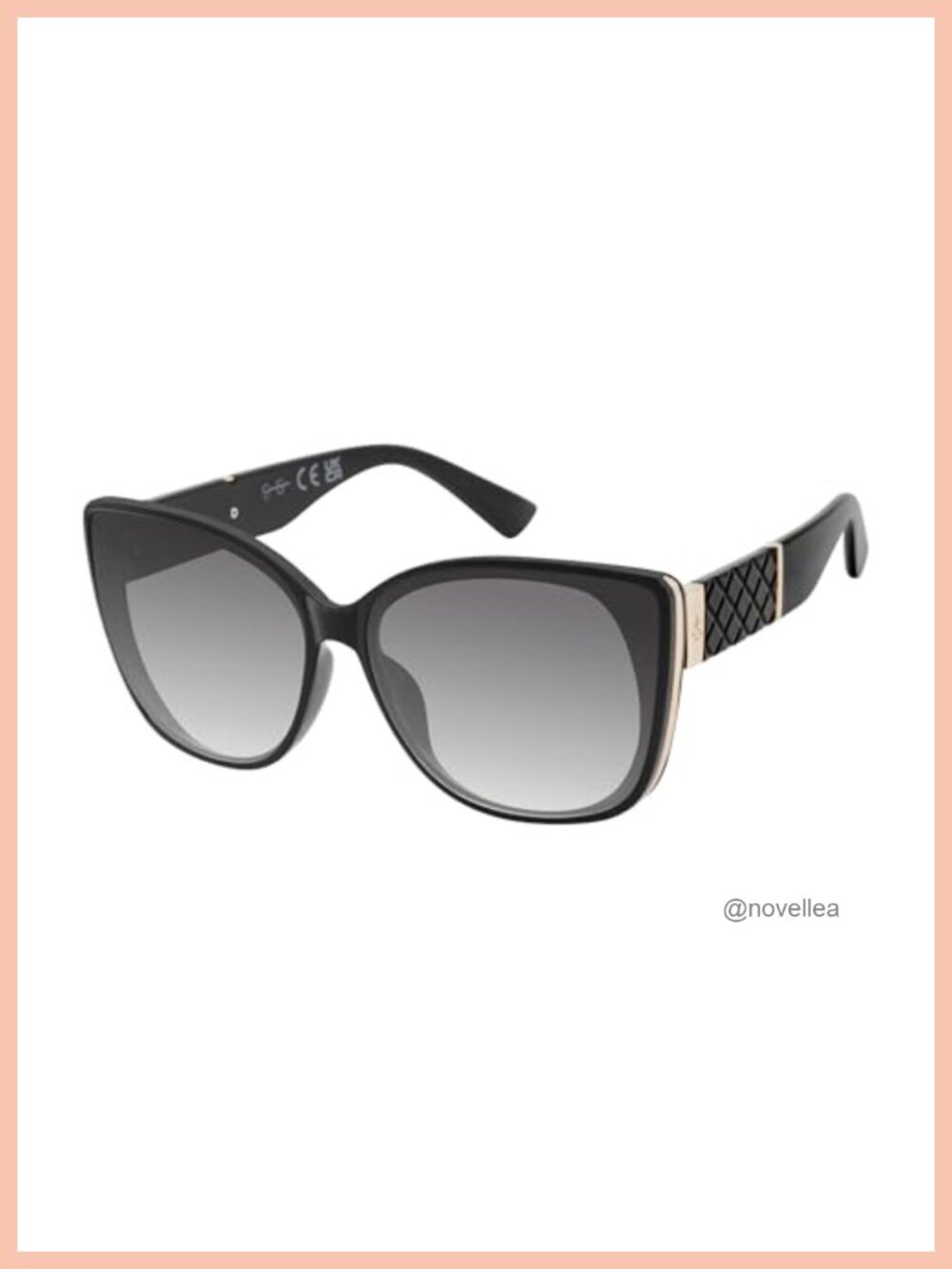 Women's Cat Eye Sunglasses Quilted Temple Detail UV Protection